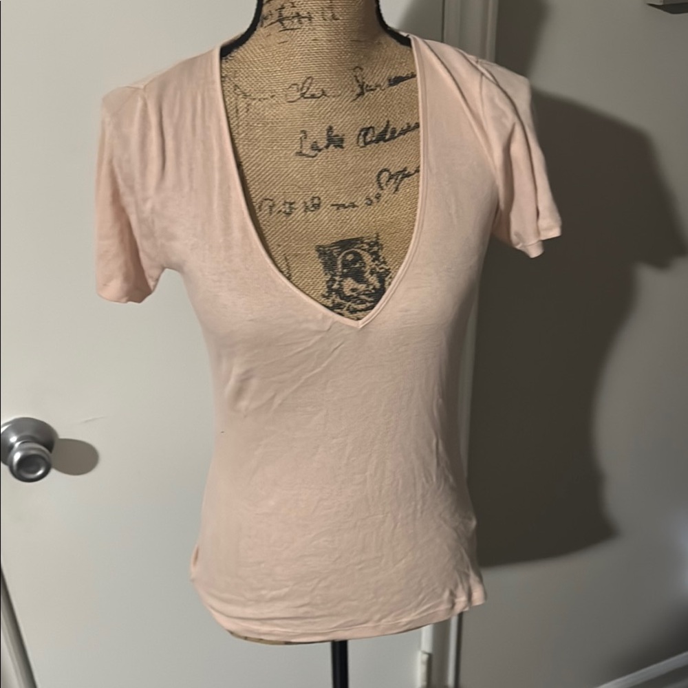 Ninety percent size xs V-Neck Light Pink Women's Top